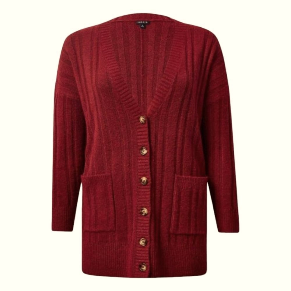 TORRID 4X Cashmere Vegan boyfriend cardigan v- neck sweater super soft NWT - Picture 3 of 15